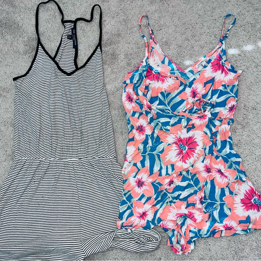 Charlotte Russe Pink and Blue Dress with Floral Design